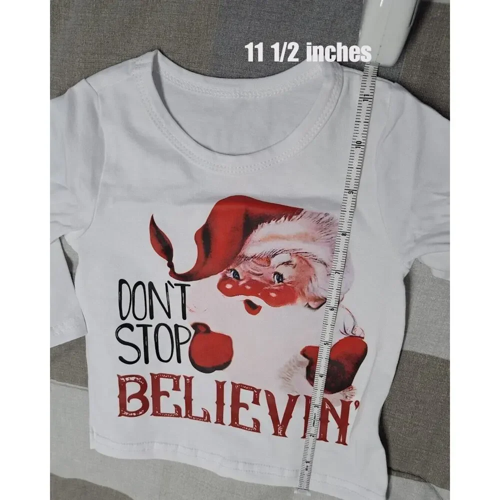 Baby Girl Christmas Outfit Long‎ Sleeve Santa Baby Tops Bell-bottoms pants 3-6M